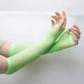 Womens Fashion Long Fishnet Fingerless Gloves Party Wear Girls Punk Qme light green