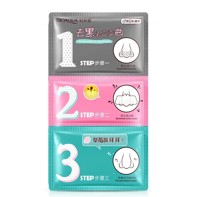 3 Steps Kit Blackhead Remover Shrink Pores Nasal Paste Deep Cleaning Nose Masks Facial T Area Care Moisturizing Beauty Skin Care Qme