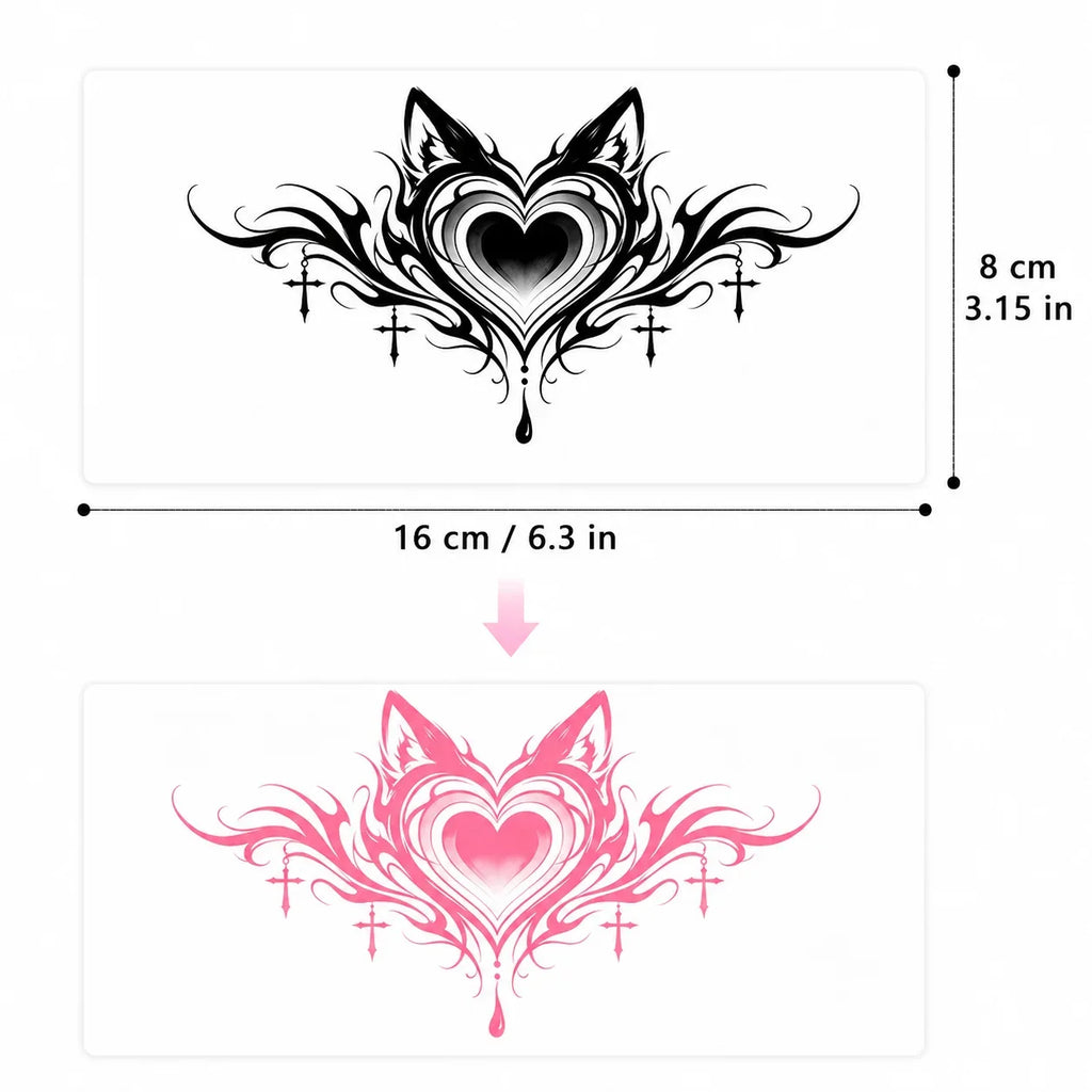 Heart Tribal Belly Waterproof Disposable Tattoo Sticker, Temporary Tattoo for Body Art Qme SWB-005