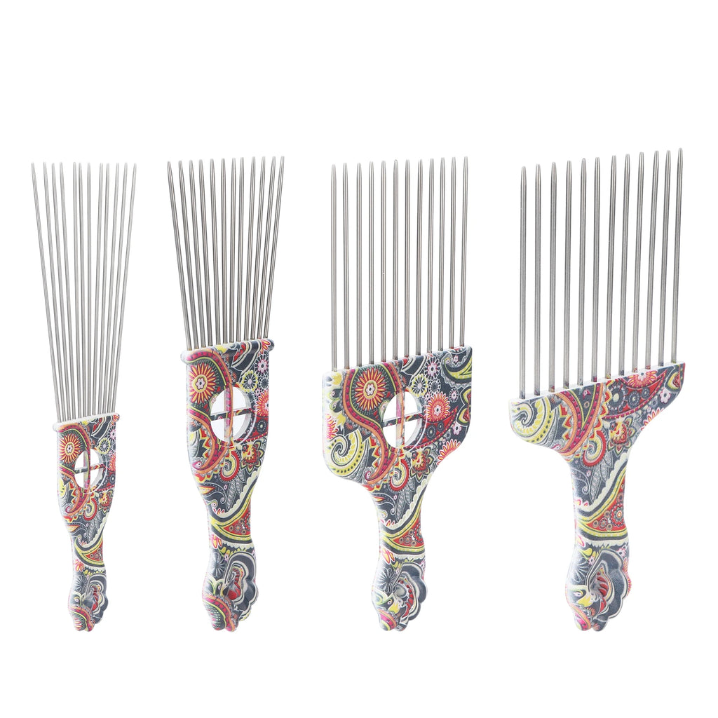 Afro Comb Afro Hair Pick Comb Hair Pick Comb Professional Afro Stainless Steel Detangle Hair Pick Comb for Curly Hair Styling Qme