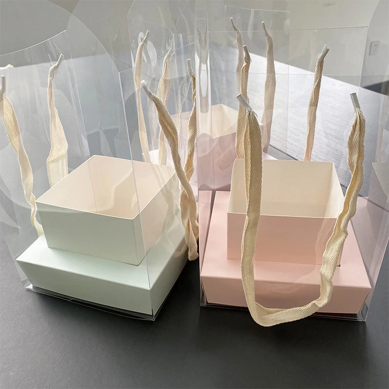 Rose Flower Hand Packaging Box Waterproof Transparent Art Arrangement Qme