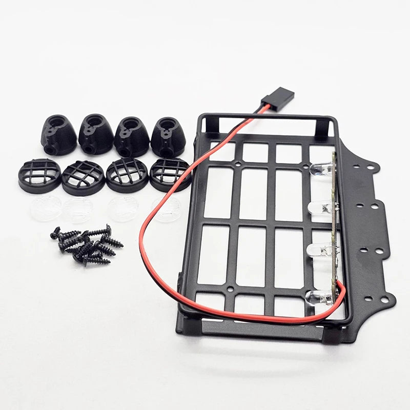 MN82 Metal Luggage Carrier Roof Rack LED Light RC Model Car Upgrade Qme A3