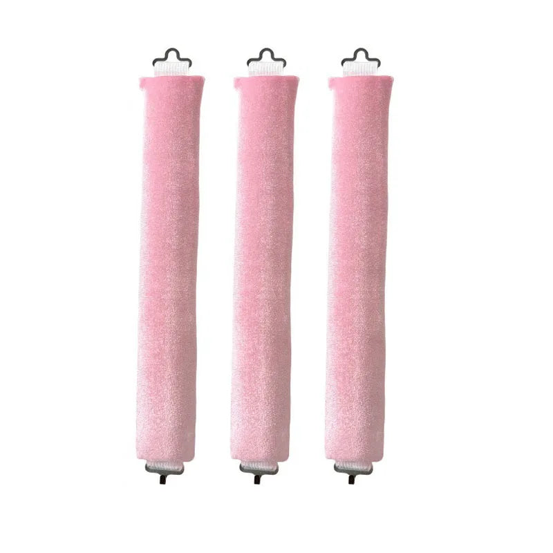Heatless Hair Curlers Curling Rod Headband No Heat Lazy Curls Hook Qme Pink-3pcs