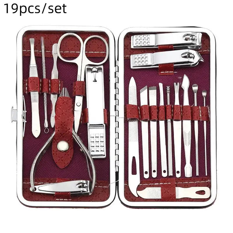 8 Home Nail Clipper Large Dead Skin Pliers Diagonal Small Eyebrow Qme 19PCS Red