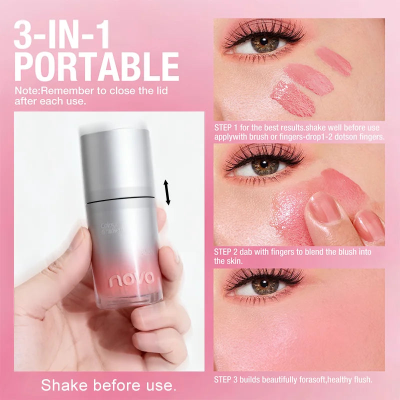 4-Color Liquid Velvet Blush Water-resistant Stain-resistant Qme