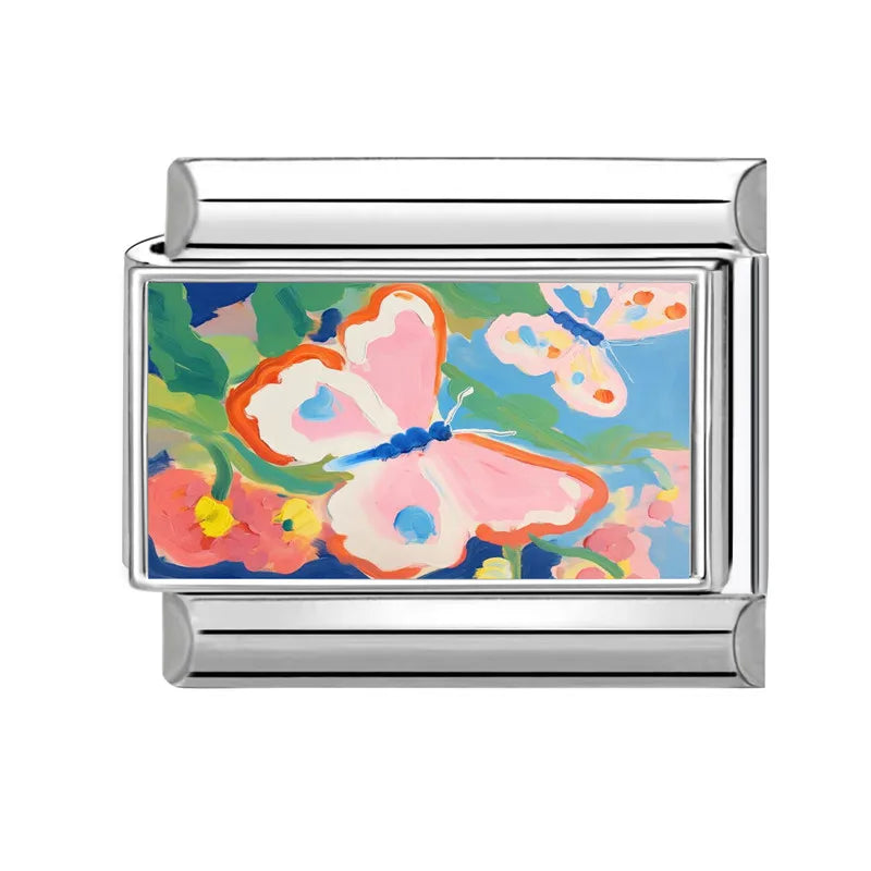 Fashion Lake Sunset Scenery Tulips Flowers Heart Italian Charm Links