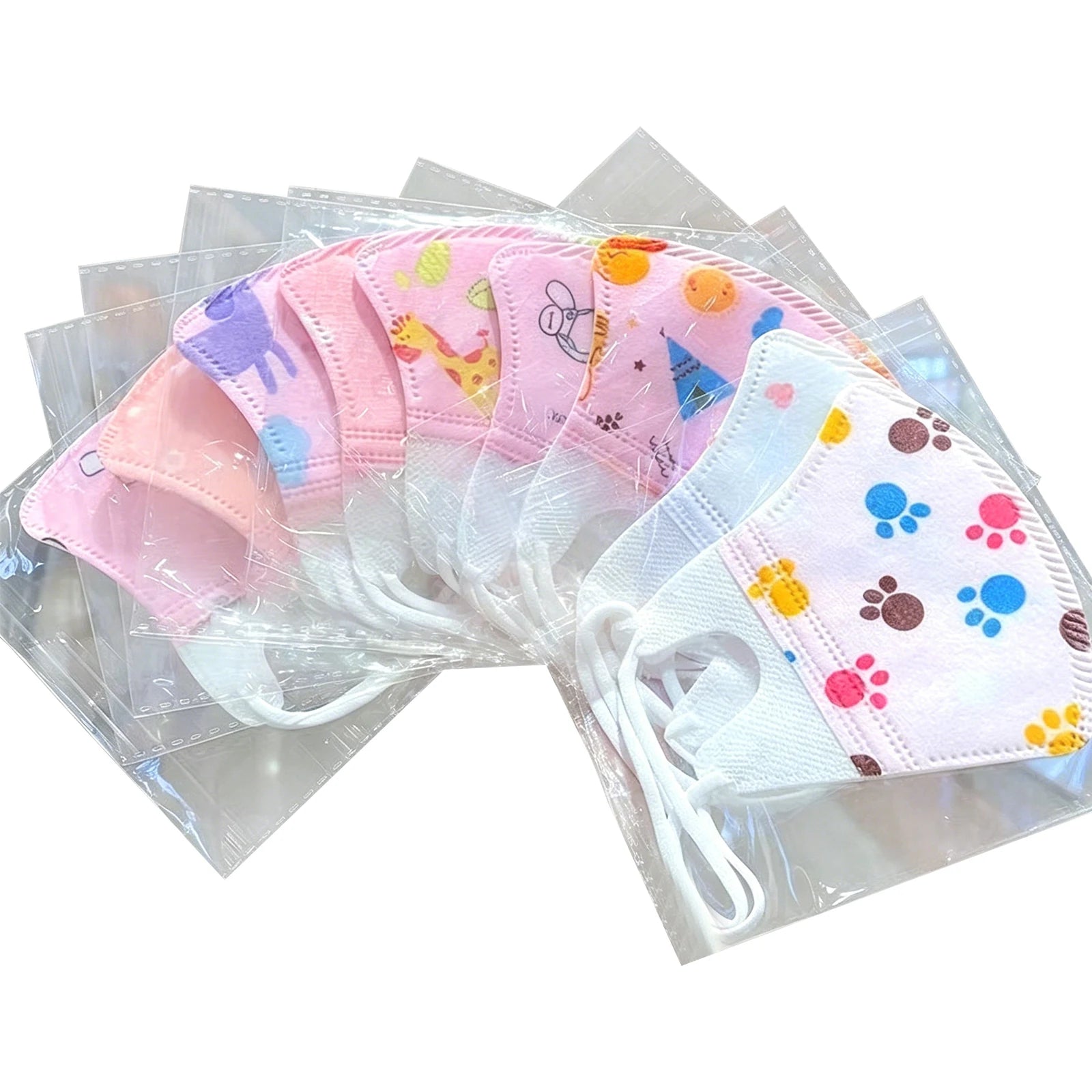 10PCS Kids Disposable Mask Creative Cartoon-Themed Prints 3 Layer Face Mask Children Outdoor Dustproof Face Masks Qme D