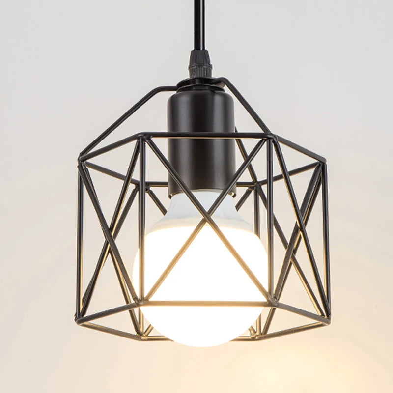 Pendant Lights E27 Hanging Lamp Iron Body Indoor Lighting Lustre Aisle Bedroom Vintage Loft Metal Cage Fixture Light 110-240V Qme