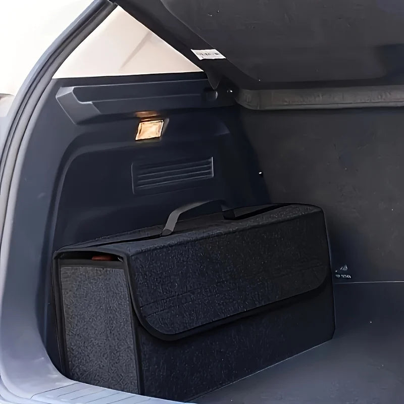 1-Pack Car Trunk Organizer: Foldable, Ergonomic Handle, for SUVs/Sedans/Trucks, Durable Fabric Qme