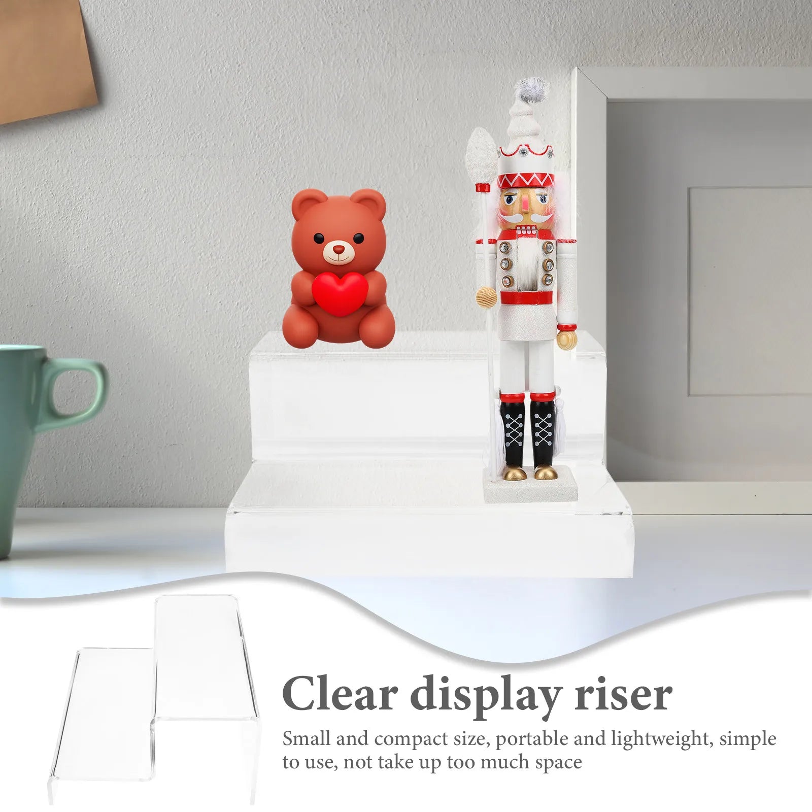 2-Tier Clear Acrylic Display Stand Transparent Lightweight Sturdy Risers for Craft Display Shoes Makeup Accessories Home Store Qme