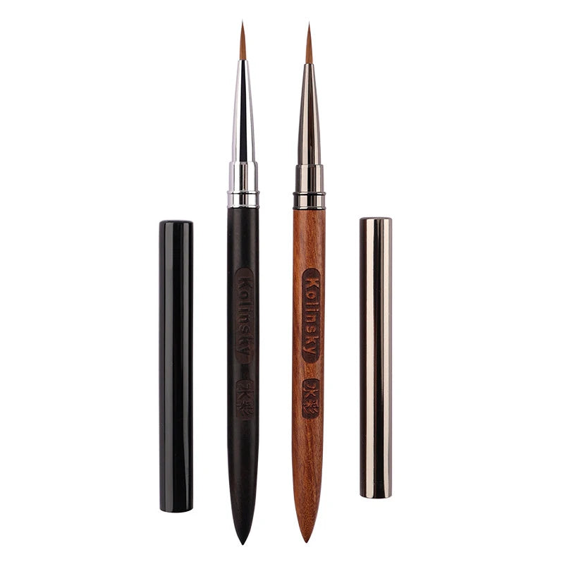 Wood Handle Triangular Petal Nail Brush Acrylic Art Liner Grid Qme