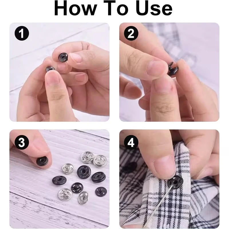 10 sets of four eye buckle bags -10mm/0.39-inch metal invisible buckles, suitable for outerwear/jacket/hand sewn accessories Qme