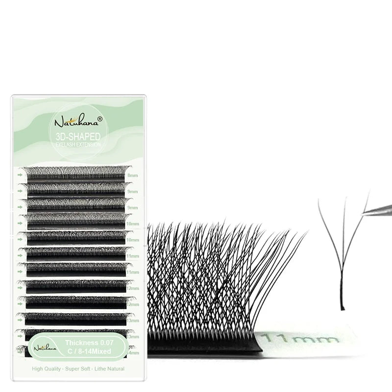NATUHANA W Shape Premade Lash Fans 3D 4D 5D 6D C D Curl 8- Mixed 5 Qme
