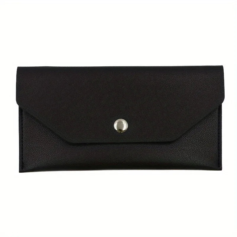 Men’s Ultra Thin Portable Cash Envelope Wallet Wear Resistant PU Leather Money Binder Organizer with Name Card Holder Qme Black
