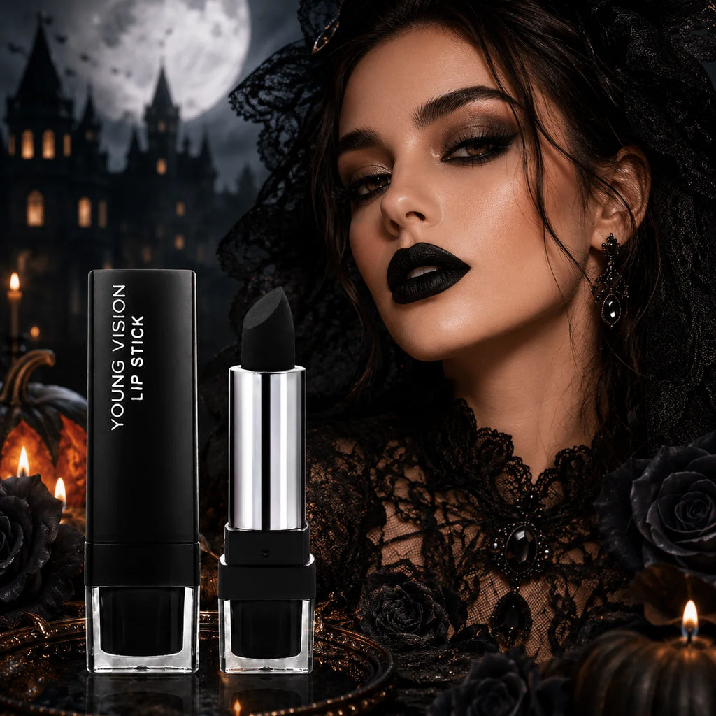 Gothic Dark Night Lipstick Waterproof Long-lasting White Black Dark Red Brown Velvet Matte Lip Tint Cosplay Makeup Lip Cosmetics Qme
