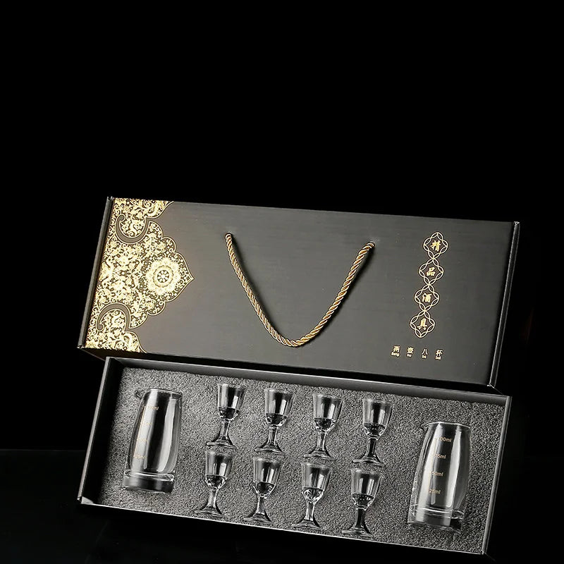 Crystal Glass Wine Splitter Set Short Cup Set Liquor Glass Wine Dispenser Vodka Brandy Chinese Wine Glasses Cup Gift for Man Qme