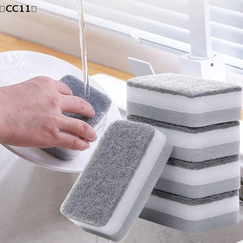 Double-sided Cleaning Spongs Scouring Pad Kitchen Wipe Dishwashing Qme