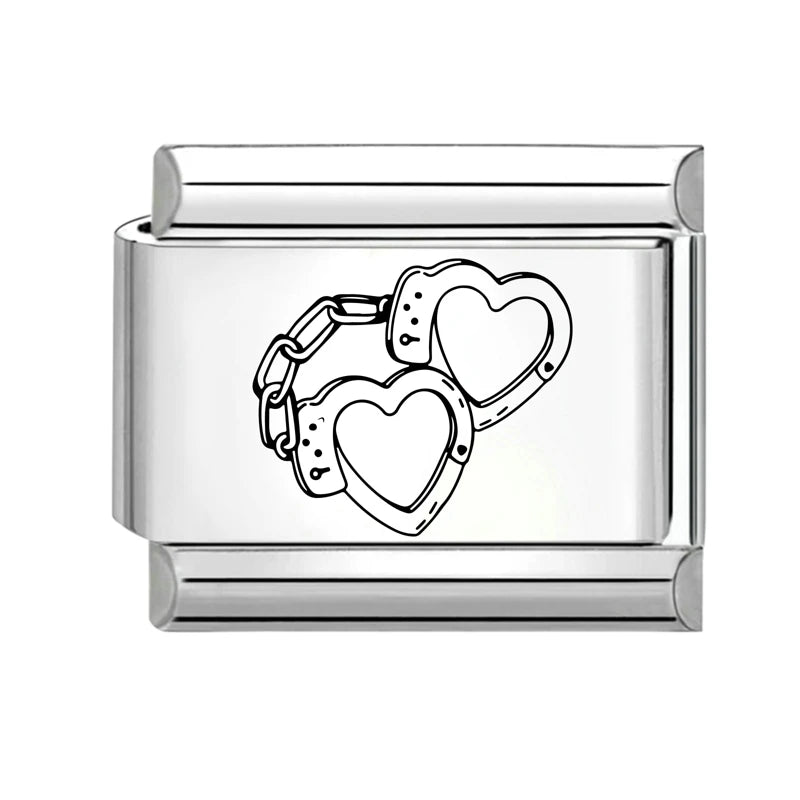 2026 Design Planet Stars Heart Laser Engraving Italian Charm Links