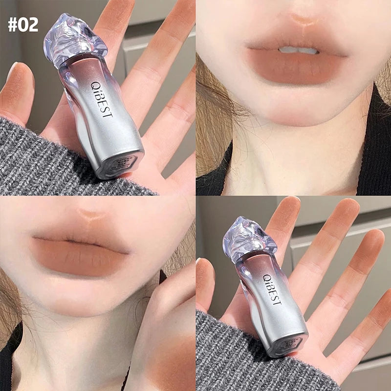 QIBEST Matte Velvet Liquid Lipstick Natural Long-Lasting Highly Pigmented Lip Mud Portable Finish Universal Lip Gloss Makeup Qme 02