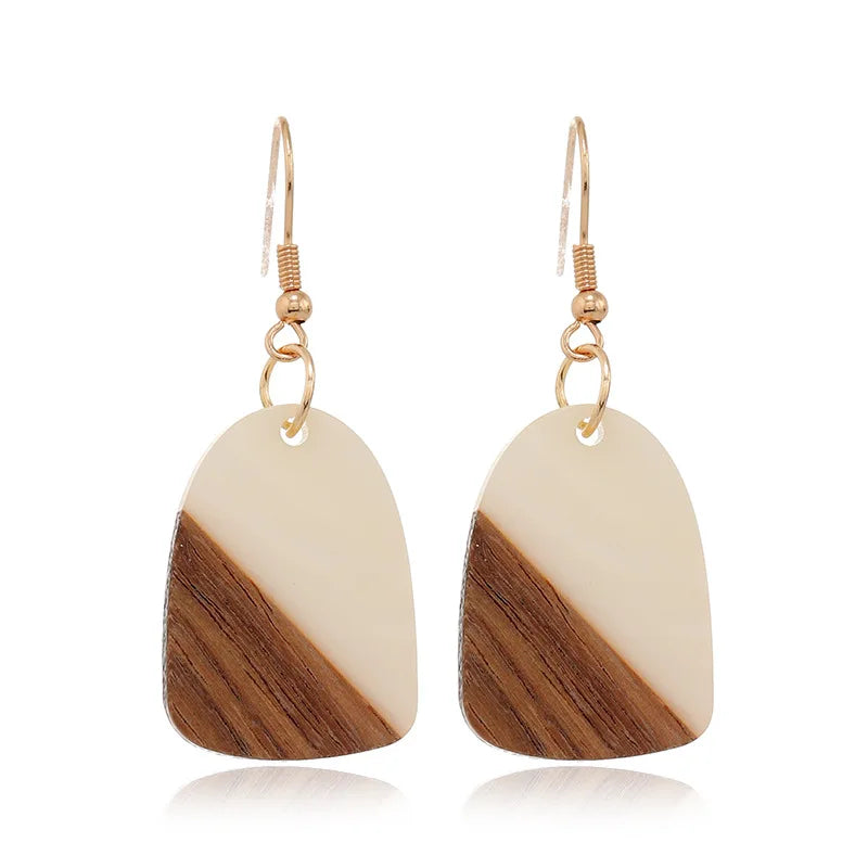 Creative Vintage Resin Splicing Wood Personality Earrings Personality Charm For Women Girls Wedding Christmas Party Gift Qme 4
