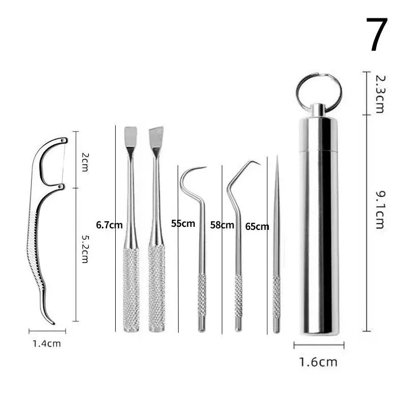 Metal Toothpicks Tooth Cleaningtool Storage Tube Stainless Steel Qme 7
