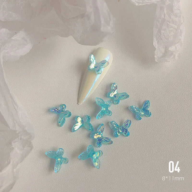 10/20pcs Aurora Glitter 3D Colorful Butterfly Nails Jewelry DIY Resin Manicure Decals Nail Art Decorations Accessories 2021 New Qme 10pcs-04