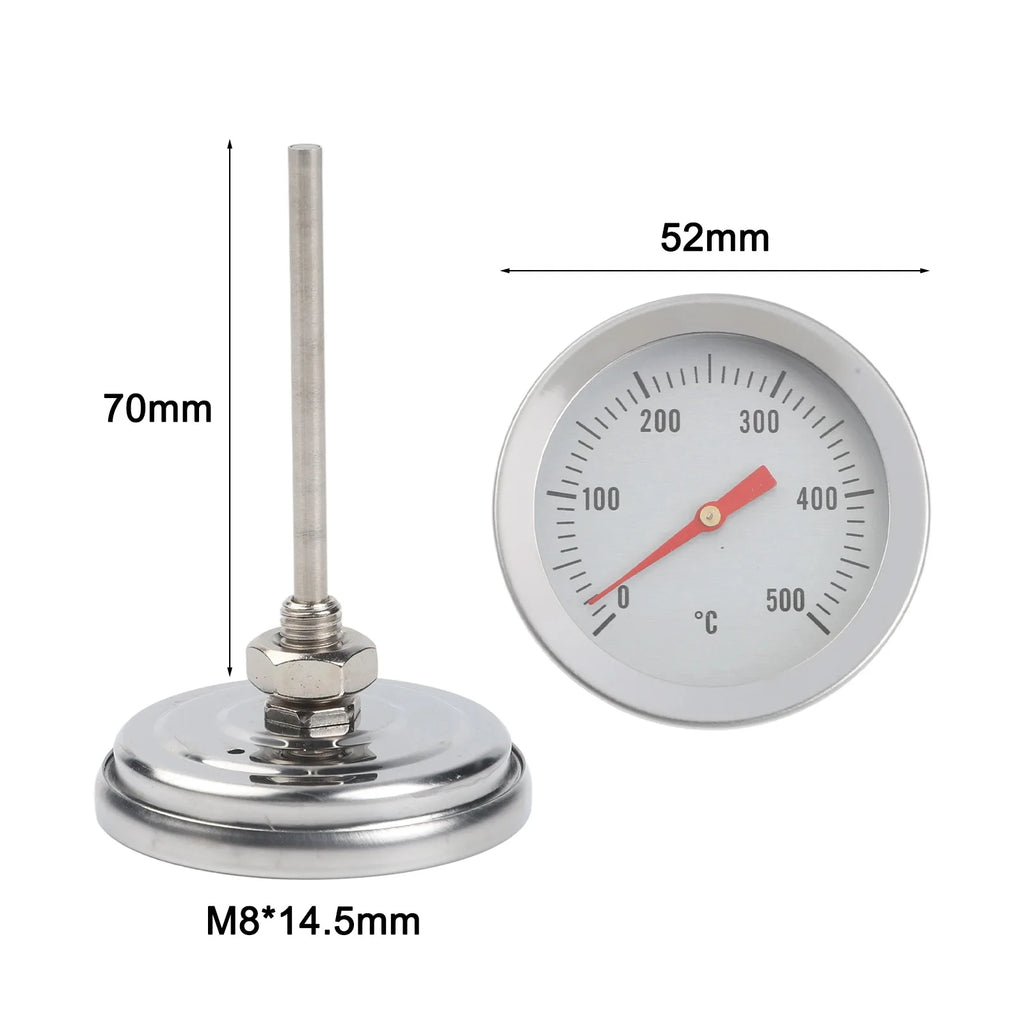 1x 500Degrees For Celsius Oven Thermometer With 70mm Long Sensor For Precise Controlling Stainless Steel BBQ Cooking Thermometer Qme Default Title