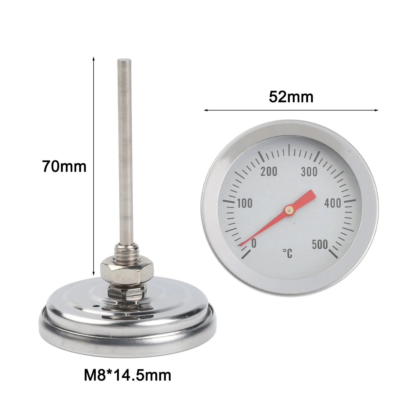 1x 500Degrees For Celsius Oven Thermometer With 70mm Long Sensor For Precise Controlling Stainless Steel BBQ Cooking Thermometer Qme Default Title