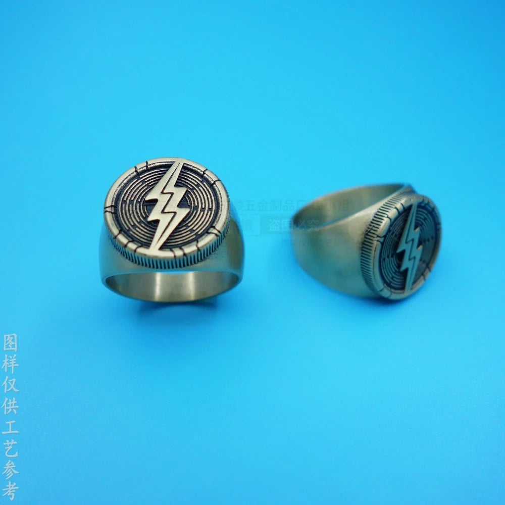Lightning Metal Ring Cosplay Movie Superhero Adult Unisex Fashion Cool Popular Jewelry Halloween Finger Accessory Prop Qme