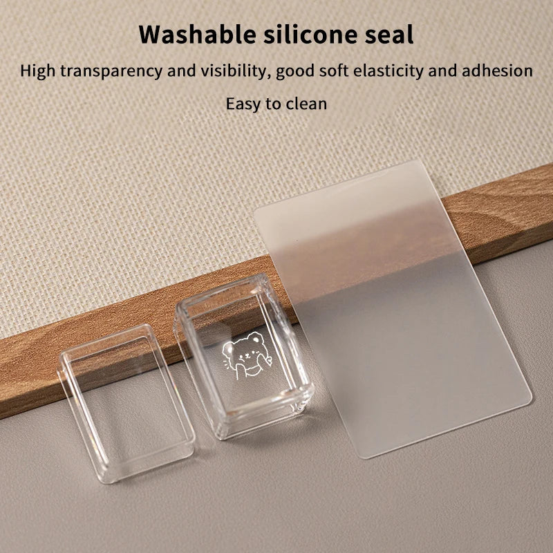 Transparent Rectangle Nail Art Stamper Scraper Silicone Head Transfer Qme