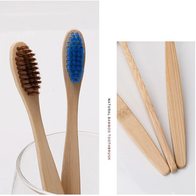Colorful Natural Bamboo Toothbrush Soft Bristle Charcoal Teeth Whitening Manual Wooden Handle Toothbrushes Soft Dental Oral Care Qme