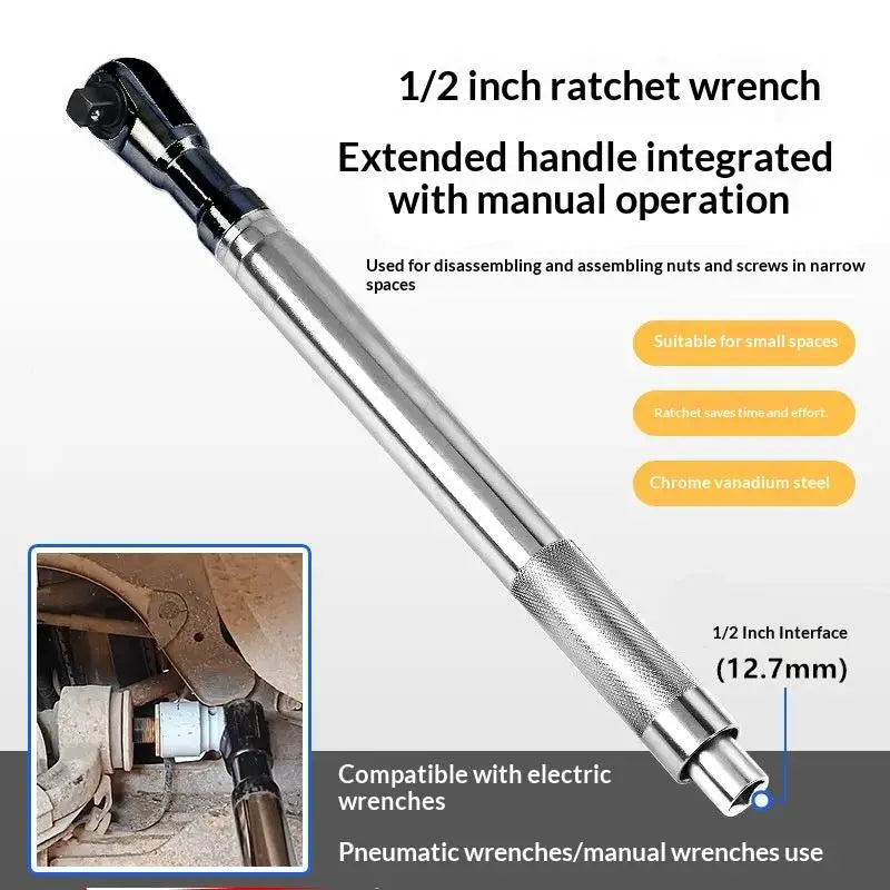 1Pcs Four-wheel Alignment Angle Adjustment Electric Extension Car Wrench 2-in-1 Self-contained Ratchet Extended Wrench Qme