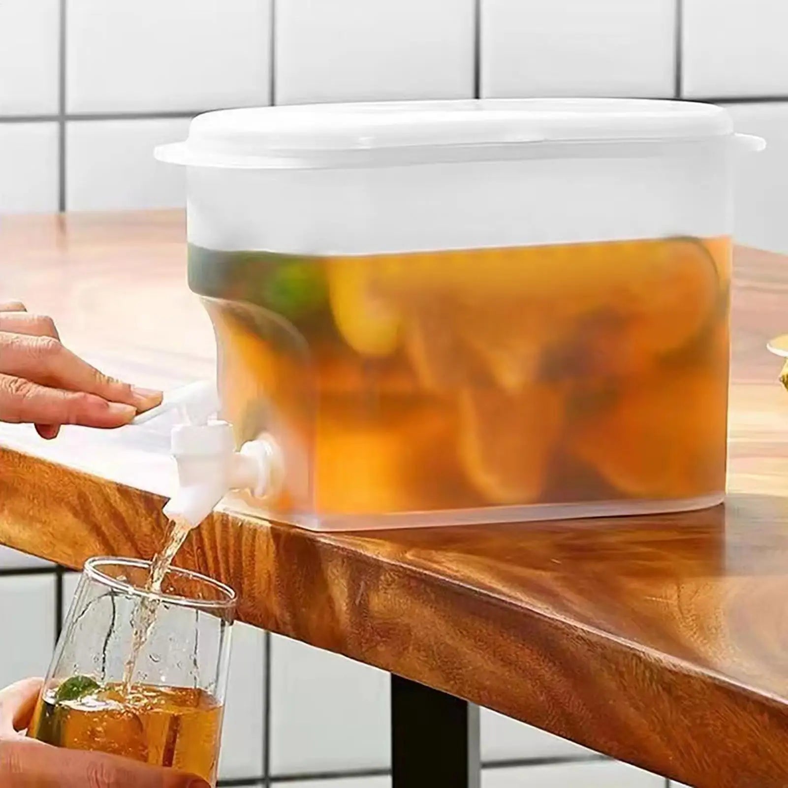 Cold Kettle Faucet Ice Bucket Water Pitcher Juice Spigot Fruit Drink Qme