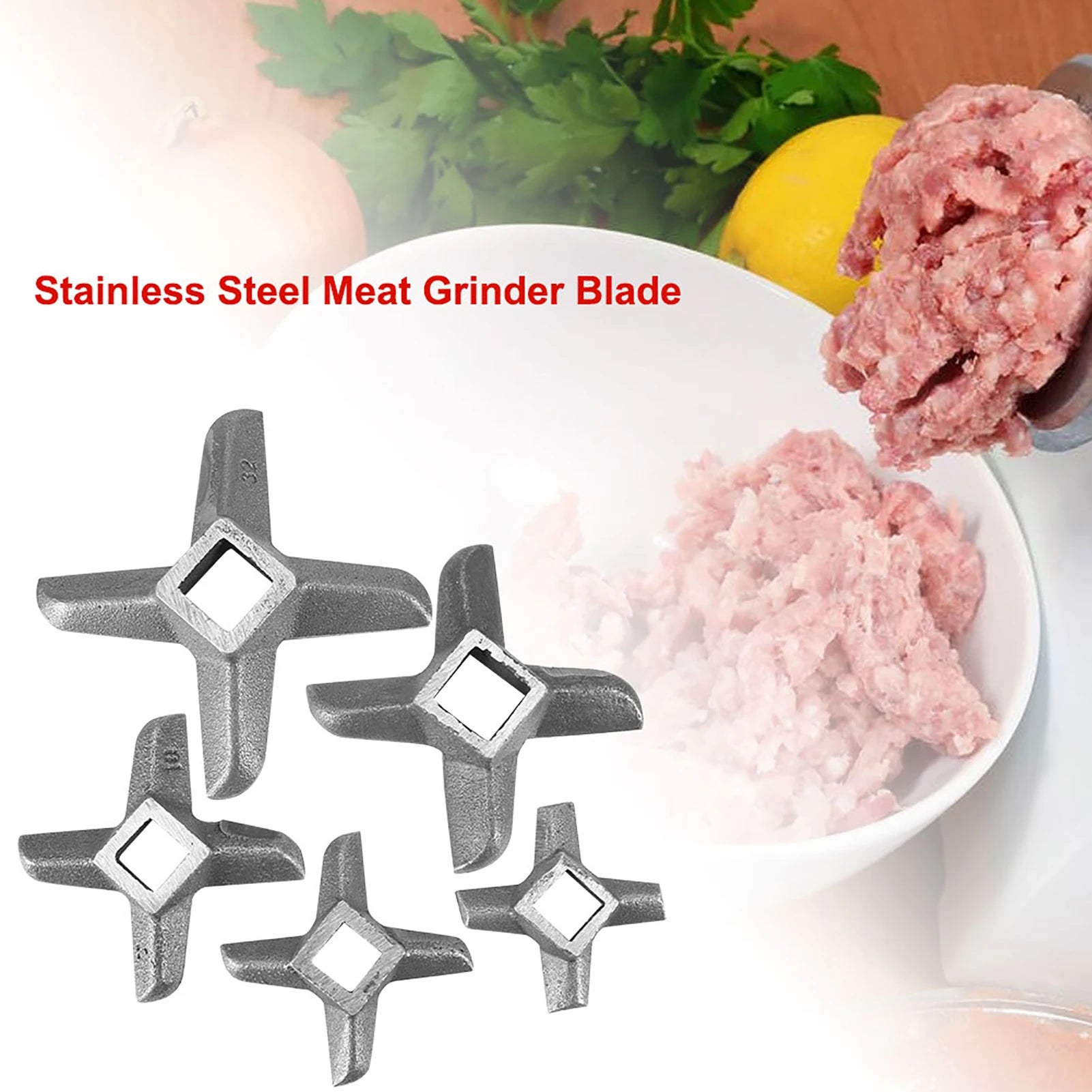 1Pc Meat Grinder Knife Mincer Plate Disc Knife with Hole Replacement Accessories Steel Kitchen Food Meat Blade Mincers Cutter Qme