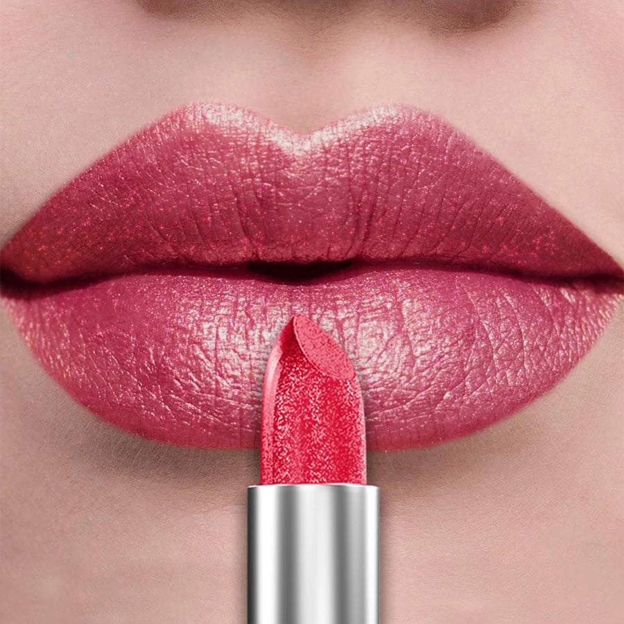 21Colors Bold Intense Glitter Shiny Metallic Lipstick Pearlescent Lip Qme 107