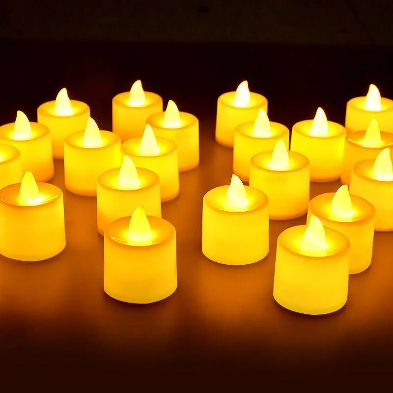 24Pcs Flameless Led Candle For Home Party Wedding Decoration Heart-shaped And Circular Electronic Battery-Power Tealight Candles Qme circular