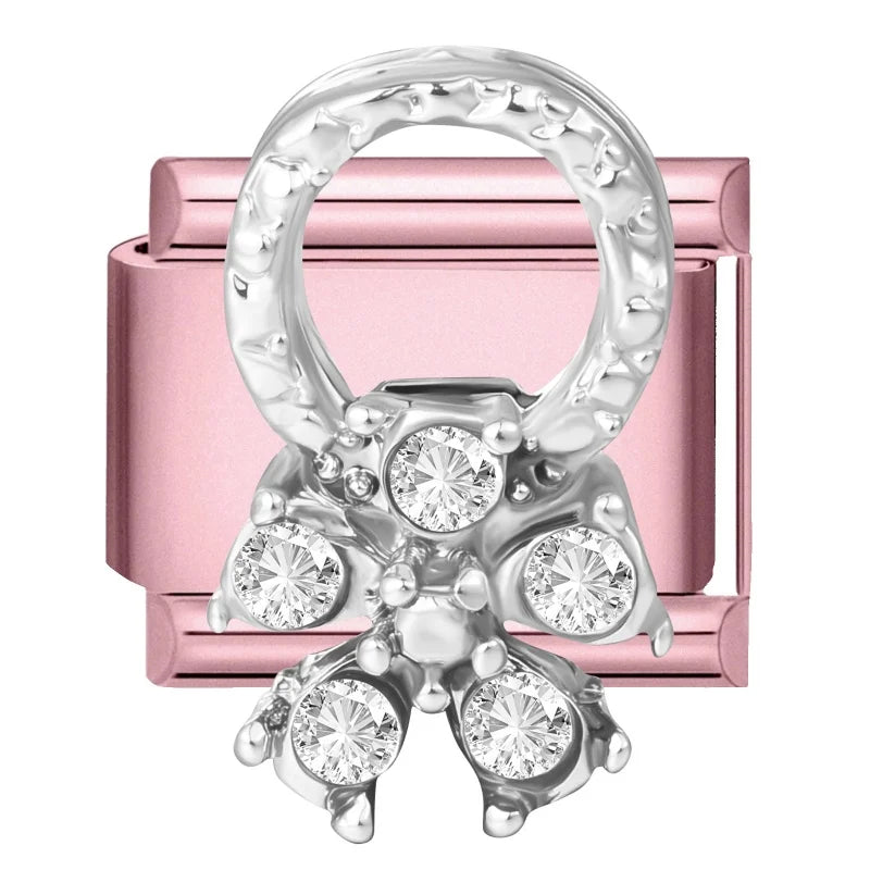 2025 Sweet Zircon Bright Flowers Heart Bows Pink DIY Making Bracelet