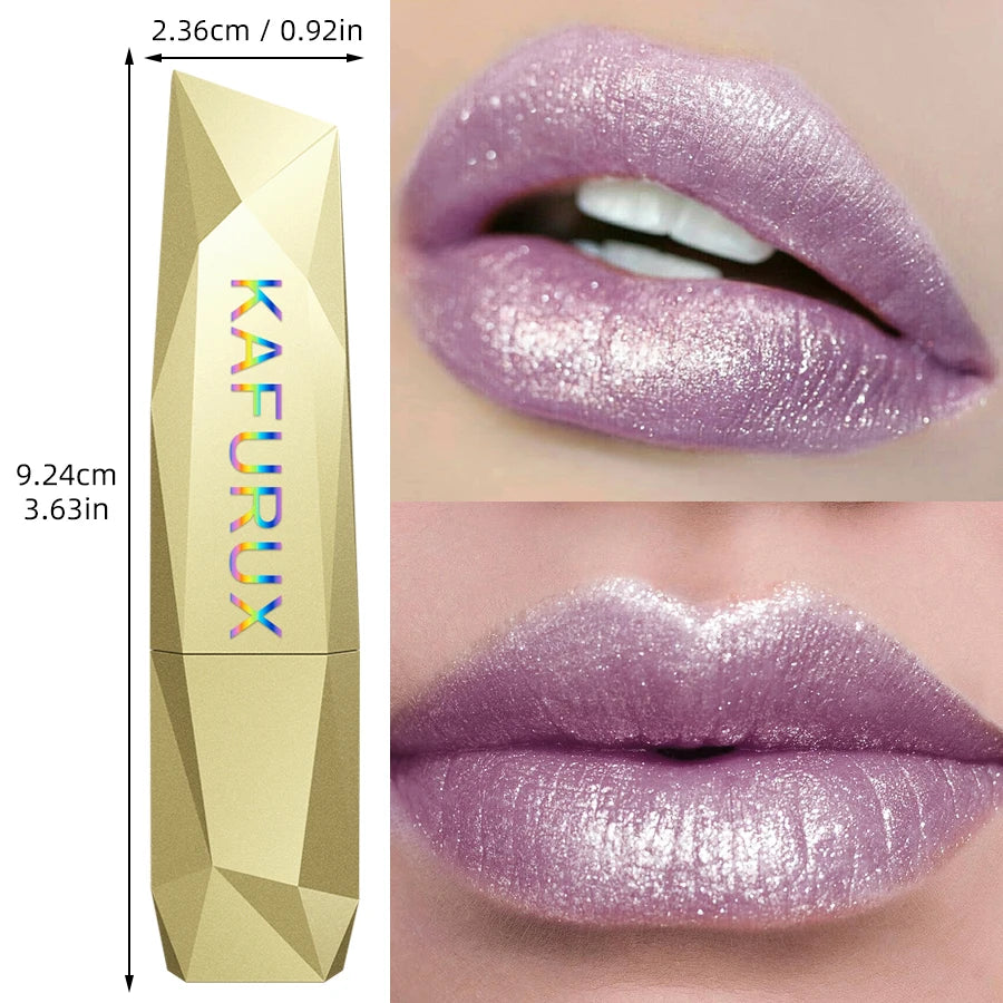 Glitter Shiny Metallic Lipstick Pearlescent Lip Tint Long Lasting Qme