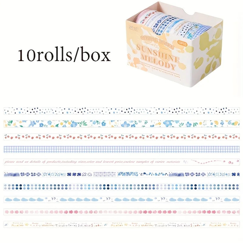 10 Roll/Box Tape Gentle Color Series Tape Cutting Pasting Thin Stickers Album Diary Decoration Phone Case Cup Diary Decoration Qme 8