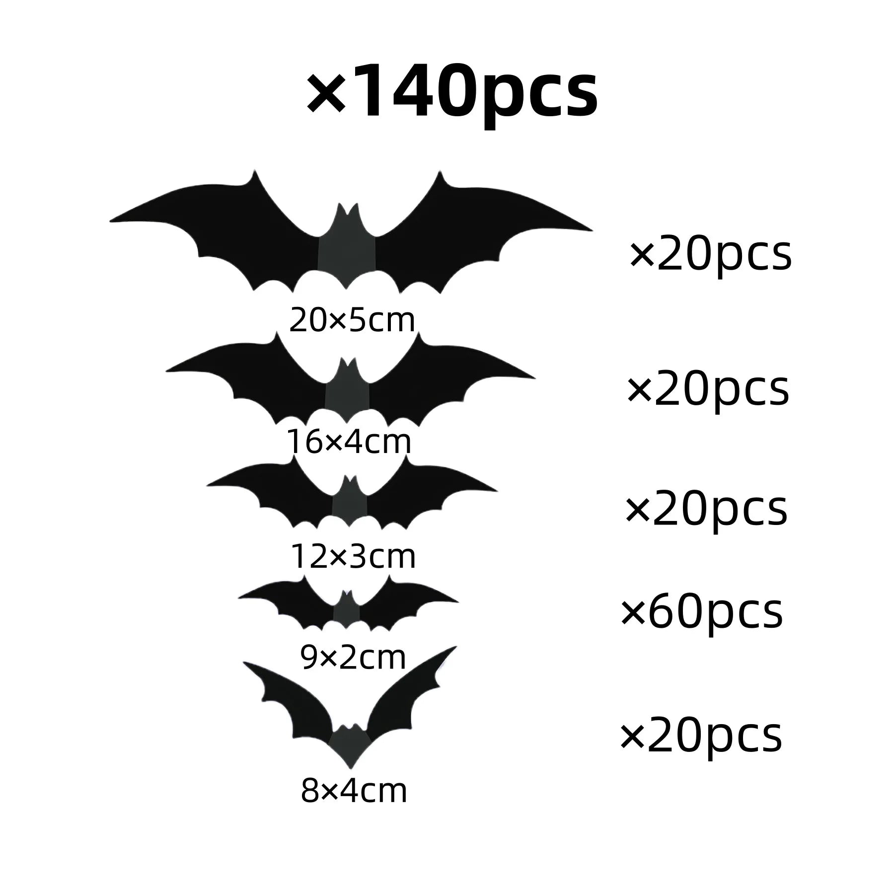 3D Stereoscopic PVC Black Bat Wall Sticker Halloween Decoration Scary Spider DIY Sticker Party Haunted House Decoration Supplies Qme BF019 140pcs