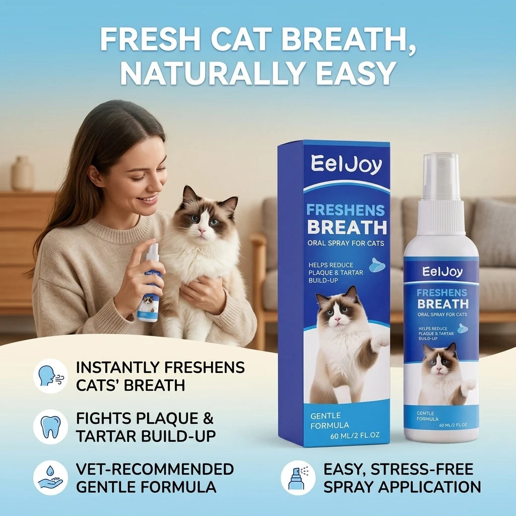 Cat Oral Care Spray Remove Plaque Reduce Tartar Build‑up Eliminate Bad Breath Easy‑to‑use Gentle Formula Mouth Cleaning Solution Qme
