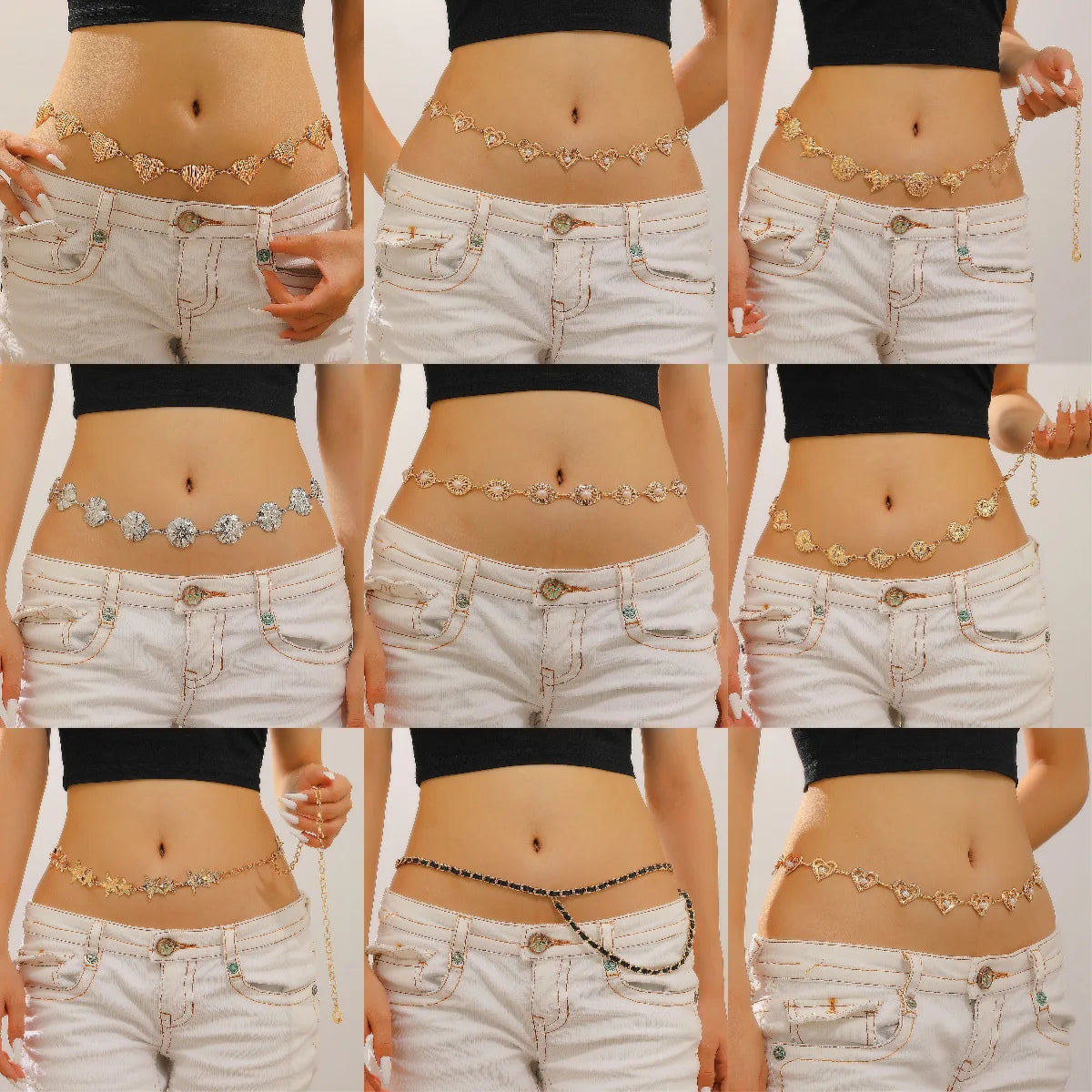 Women's Slim Decorative Waist Chain Silver Ethnic Style Tassel Chain Belt for Dresses Jeans Belt Trendy Qme