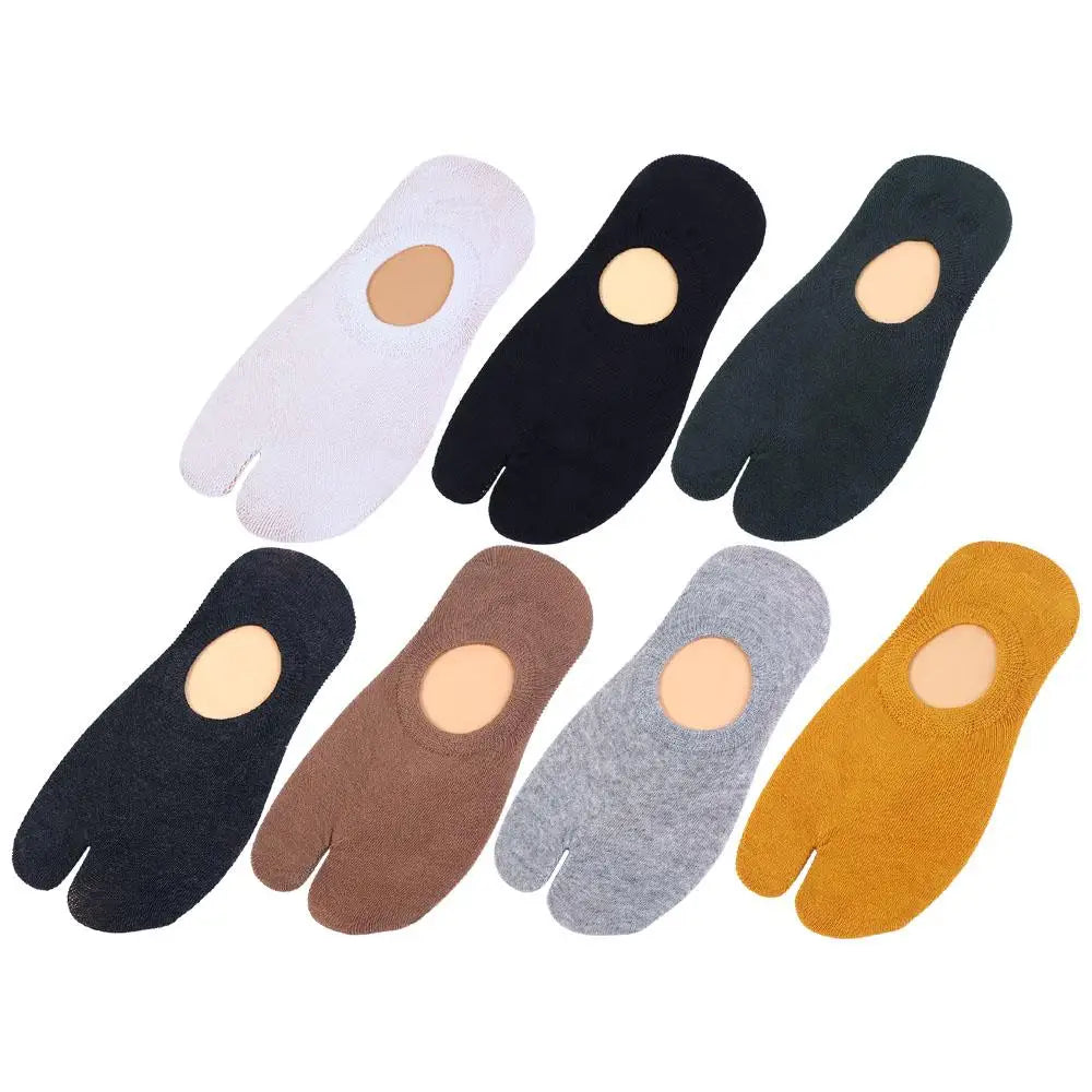 Simple Soft Japanese Women Summer Men Split Toe Socks Short Tube Two Qme multicolor One Size
