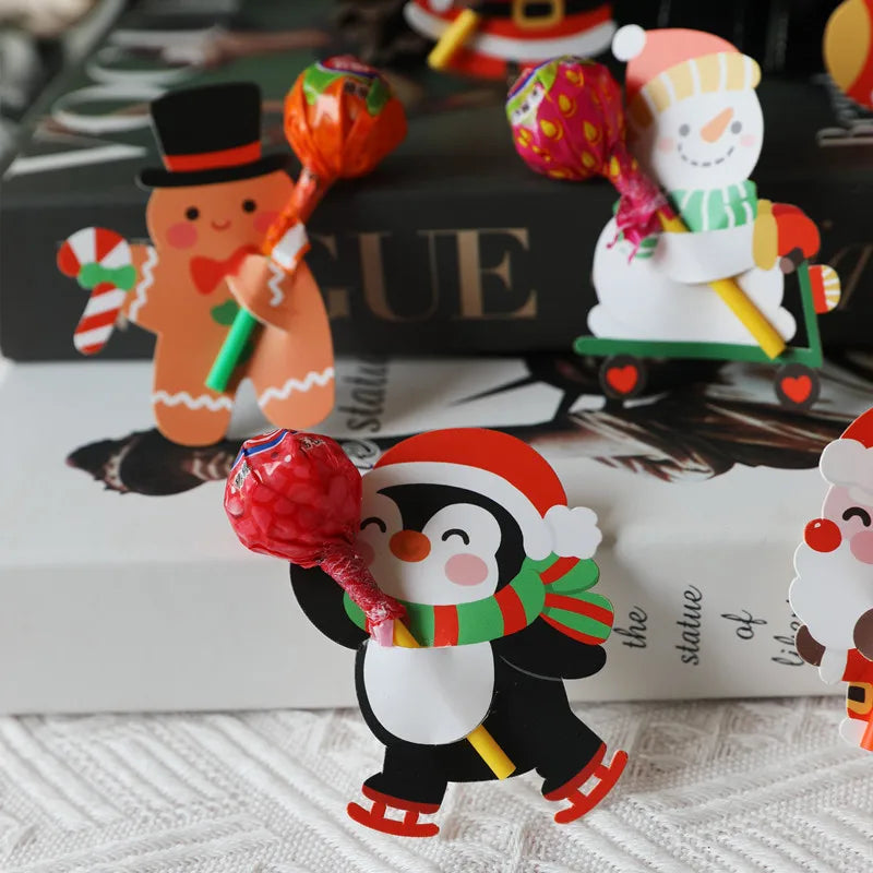 Christmas Lollipop Cards Candy Decor Insert Kindergarten Message Qme