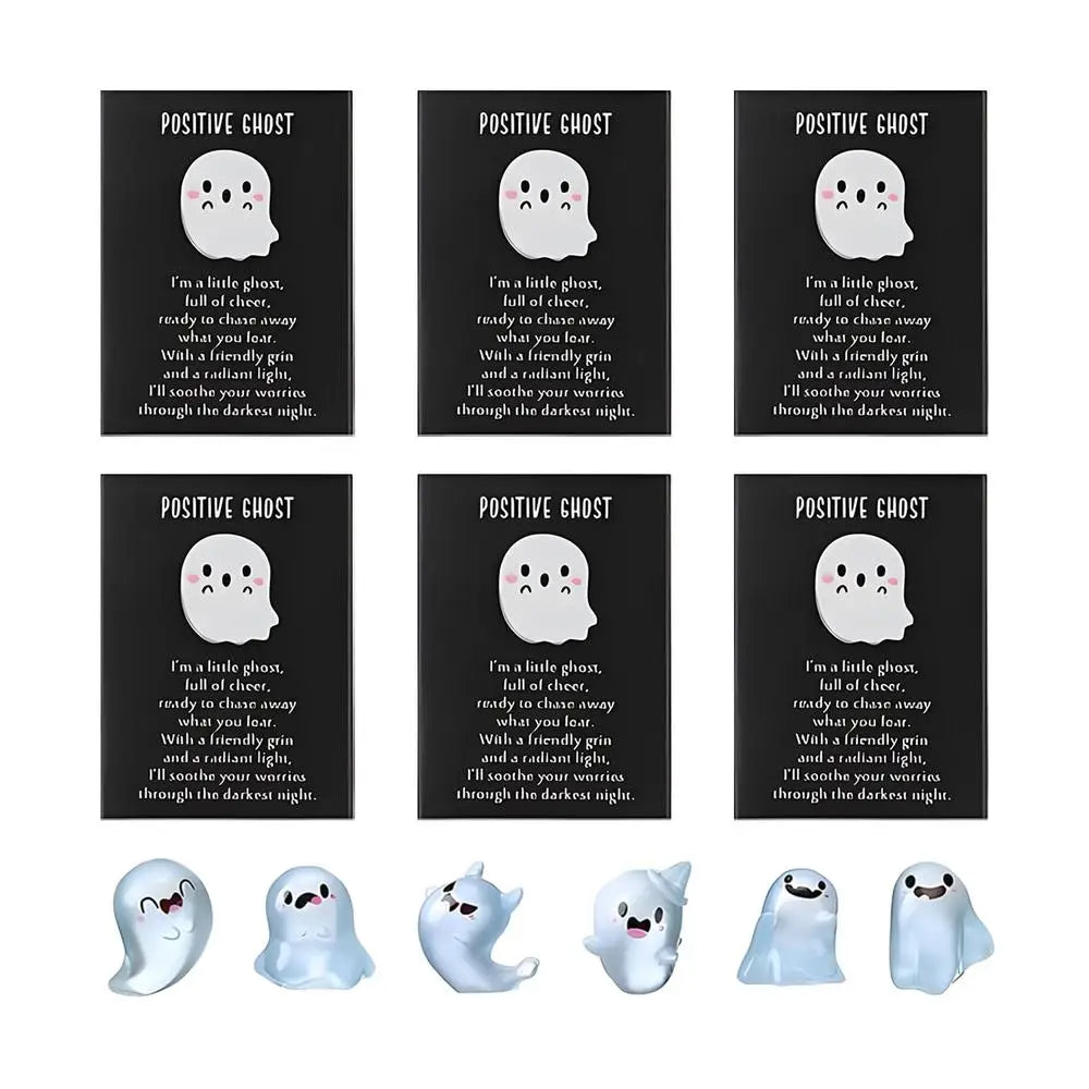 Tiny Ghost Figurines Glow Dark Statue Box Halloween Cute Resin Qme Set of 6 China Mainland