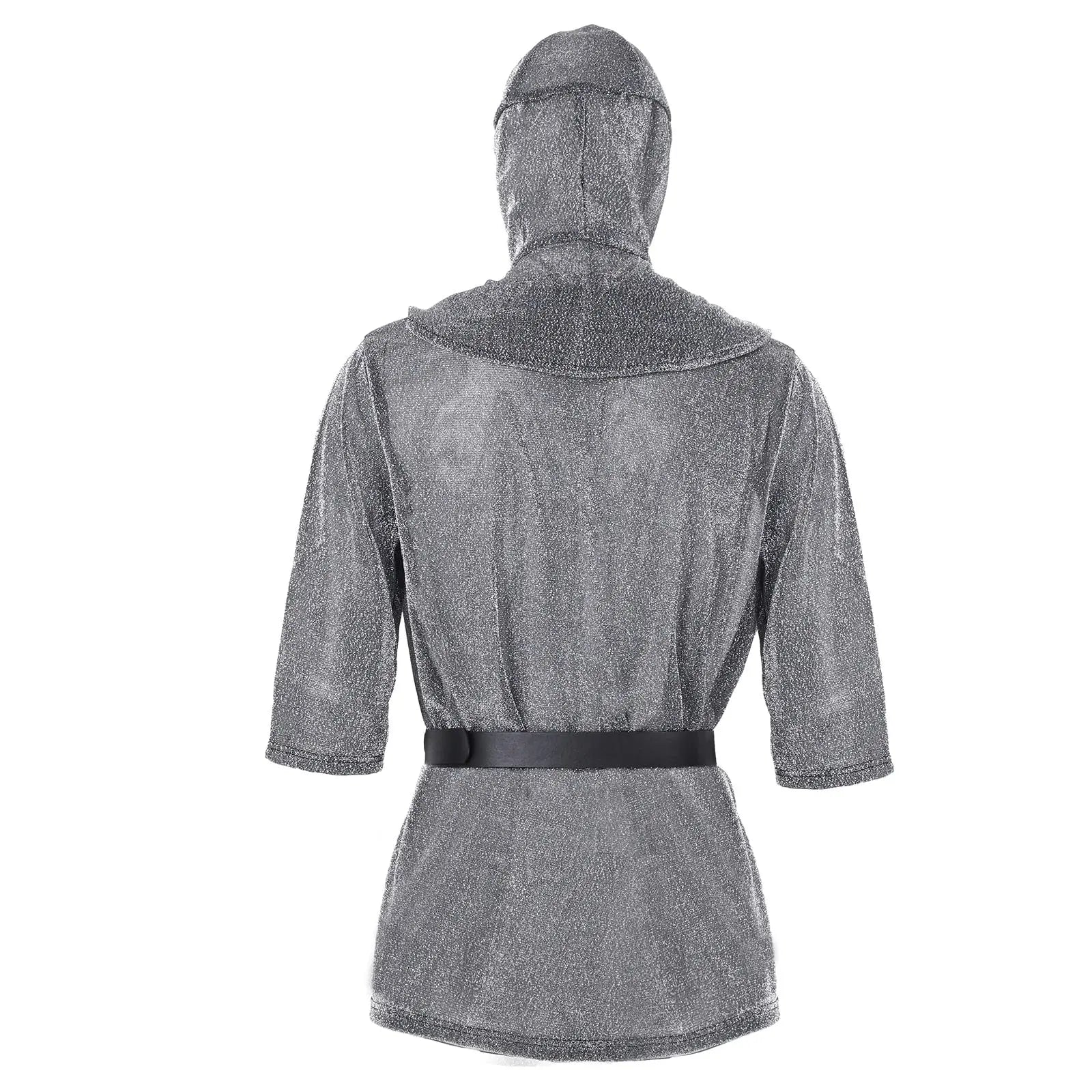 Medieval Faux Chain Mail Armor Tunic Shirt Cowl Belt Renaissance Medieval Knight Halloween Cosplay Costume For Adult Qme