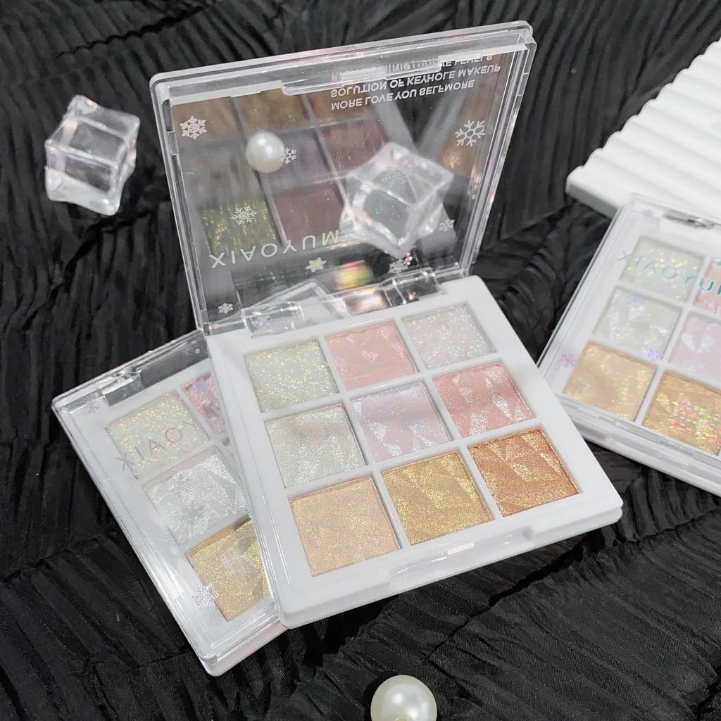 Nine-color Shimmer Eyeshadow Palette Containing Fine Sequins Qme