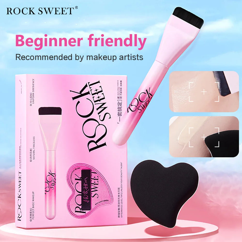 ROCK SWEET Flat Foundation Brush Sponge Puff Soft Reusable Powder Qme