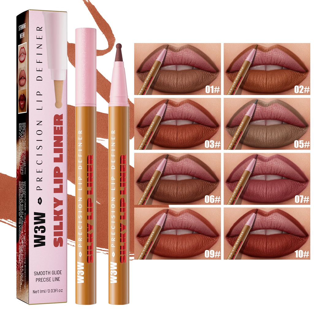 Waterproof Long Lasting Lip Liner Pencil, High Pigment Smooth Matte Lip Liner, Sweatproof Non-Fading Lip Contour Makeup Qme