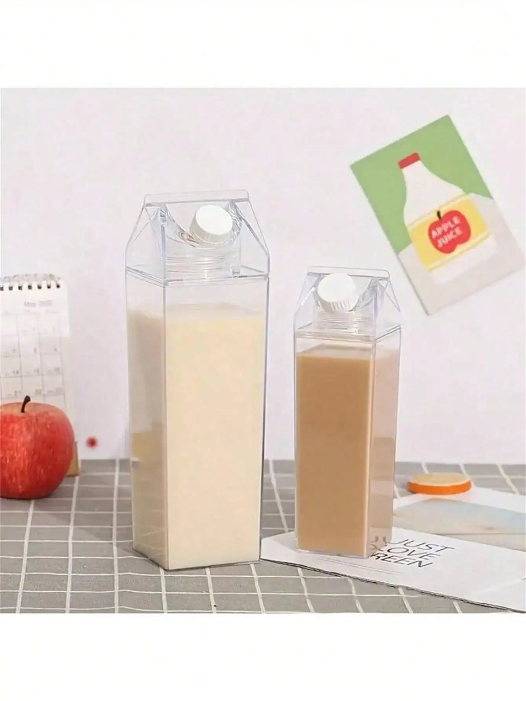 Large Capacity Milk Box Shaped Water Bottle Transparent Square Qme